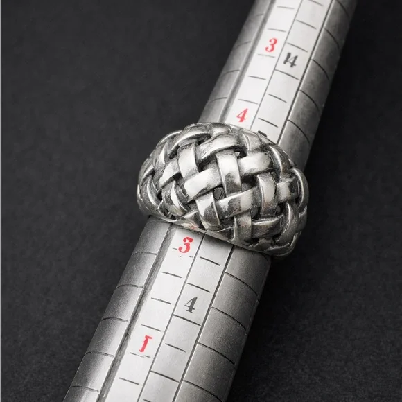 Chunky Thai Sterling Silver Woven Statement Ring 925 Size 6 - Picture 4 of 6